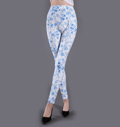 Spring and Summer Printed Milk Silk Leggings