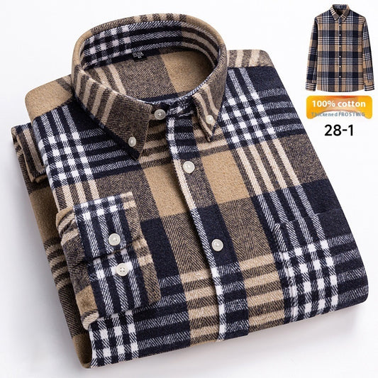 Retro Plaid Long Sleeve Men's Casual Shirt