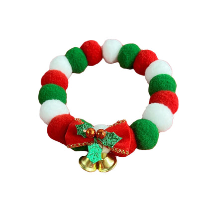 Christmas Pet Collar, Plush Necklace, Bow