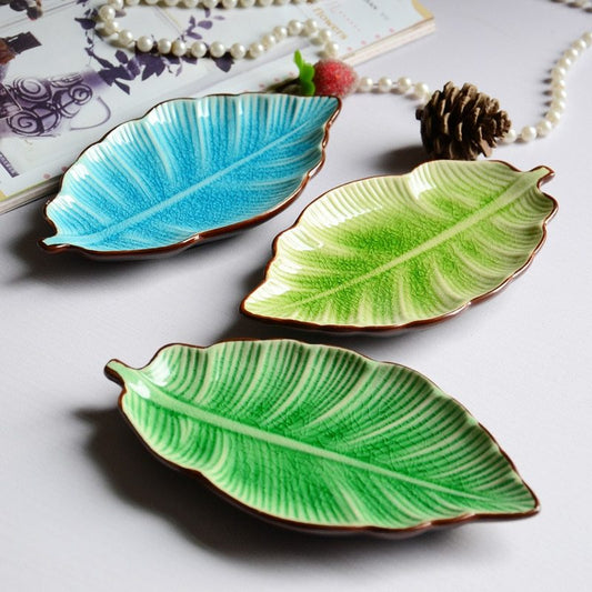 Creative Banana Leaf Ceramic Plate Seasoning Dish