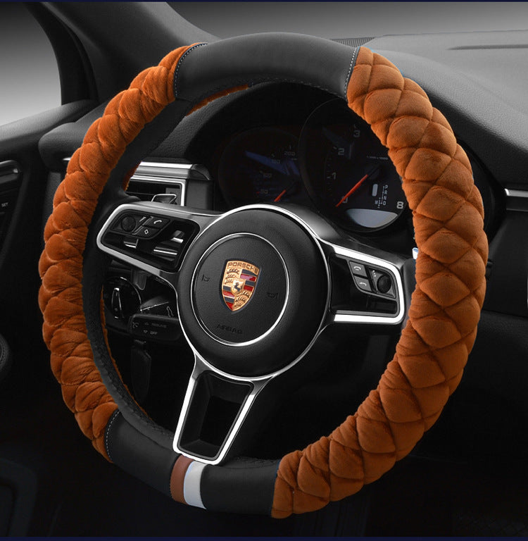 Cute Plush Winter Steering Wheel Cover 38cm