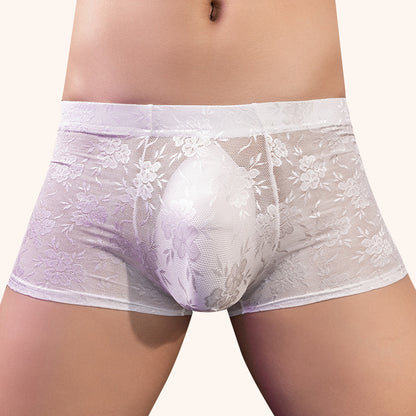 High Elastic Transparent Lace Sexy Boxer Briefs