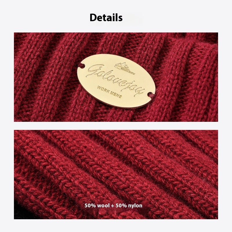 Autumn And Winter Wool Knitted Hat Men's Thick Windproof Warm Hat