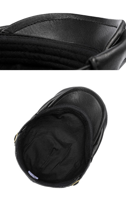 Autumn Winter Leather Men's Duck Tongue Beret