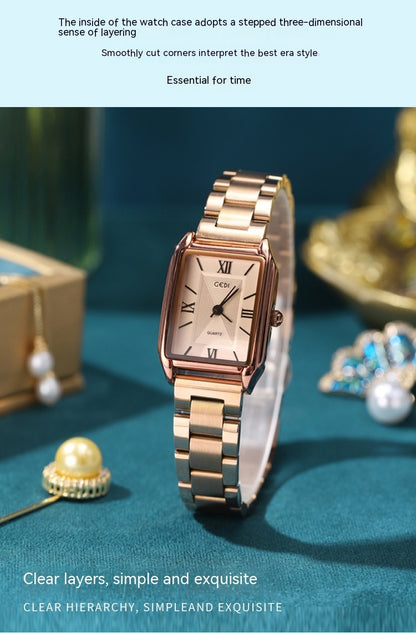 Square Women's Fashion Steel Belt Watch