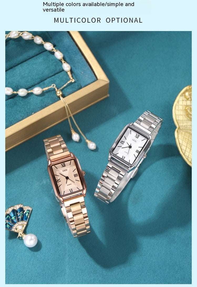 Square Women's Fashion Steel Belt Watch