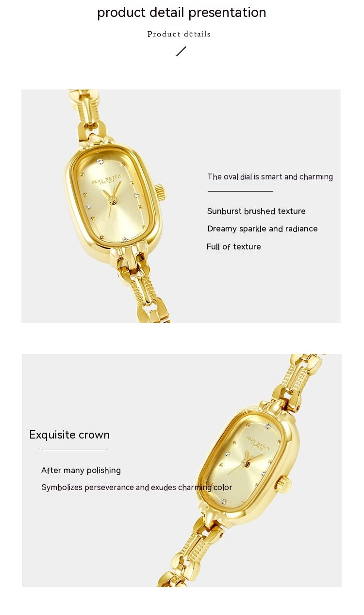 Retro Oval Small Golden Quartz Watch
