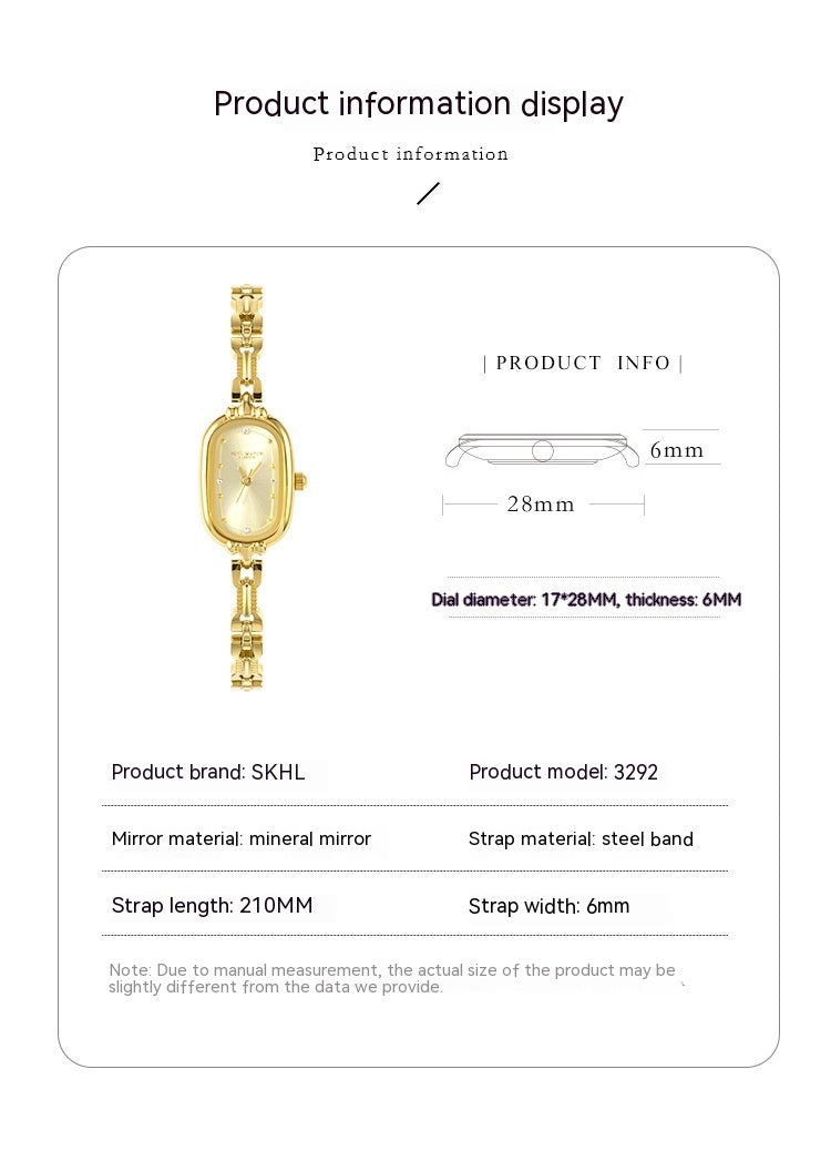 Retro Oval Small Golden Quartz Watch