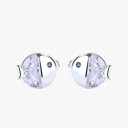 S925 Sterling Silver Kissing Gourami Stud Earrings