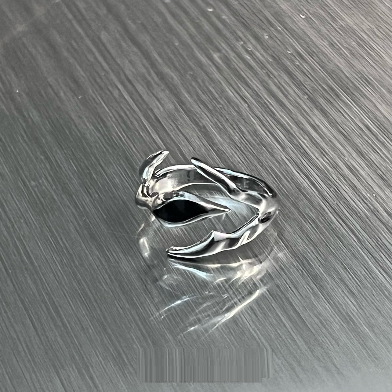 Irregular Black Onyx Street Tide Ring