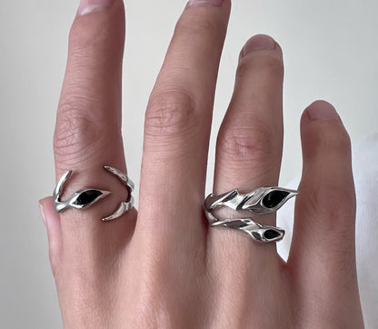 Irregular Black Onyx Street Tide Ring