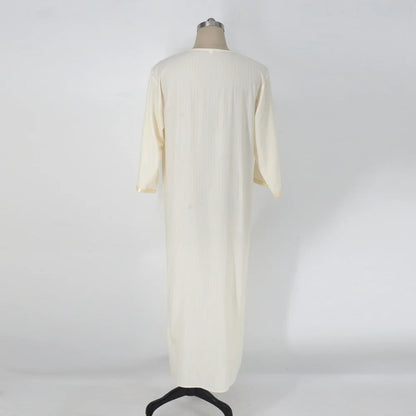 Ethnic Style Loose White Muslim Robe