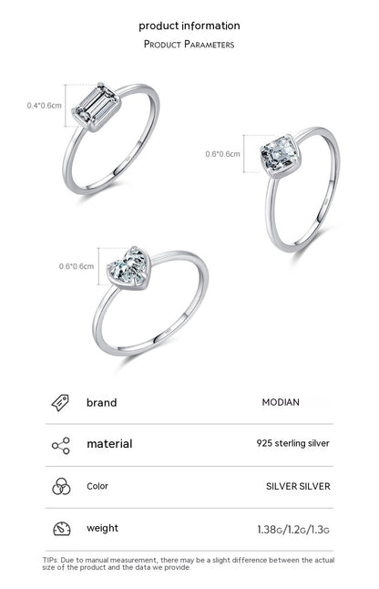 S925 Sterling Silver Heart Engagement Ring