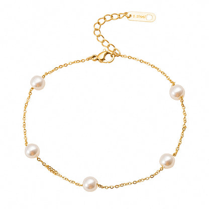 Titanium Steel Pearl Anklet Beach Jewelry