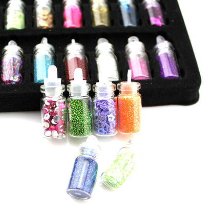 48-in-1 Nail Jewelry Set with Sequins Powder