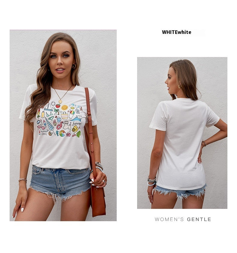 Shiying Tie-Dyed Loose Letter Print Tee
