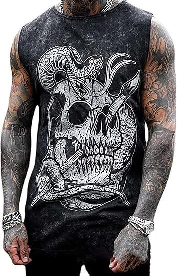 Men's Plus Size Sleeveless 3D Retro Print Vest