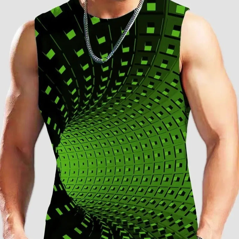 Men's Plus Size Sleeveless 3D Retro Print Vest