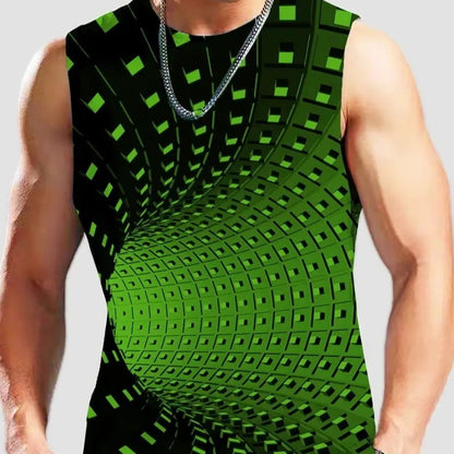 Men's Plus Size Sleeveless 3D Retro Print Vest