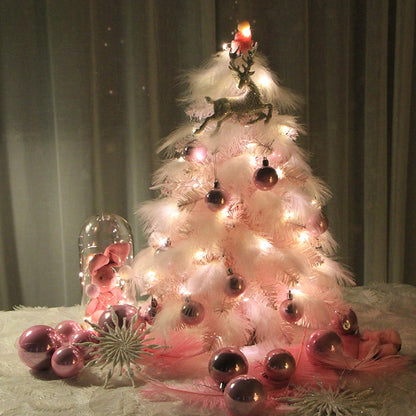 Pink Feather Desktop Christmas Tree Ornament