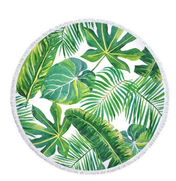 Palm Leaf Round Beach Towel Forest Palm Leaf Beach Towel Shawl Cushion Microfiber