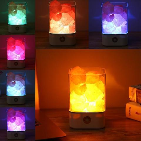 مصباح ملح الهيمالايا البلوري LED بمنفذ USB