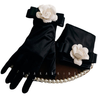 Women's Retro Black Evening Dress Gloves