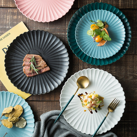 Creative Solid-color Ceramic Plate Round Steak Plate