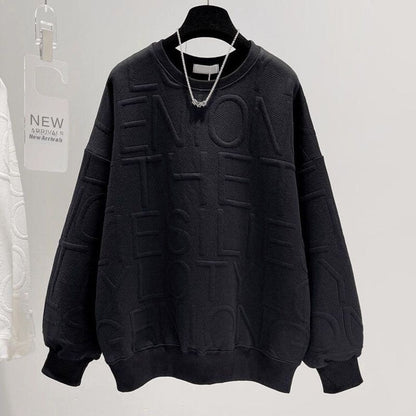 Men's and Women's 3D Letter Loose Long Sleeve Top