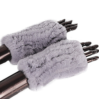Rex Rabbit Fur Half Finger Gloves
