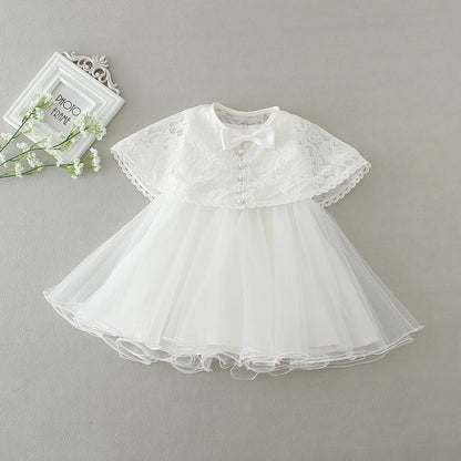 Cute Baby White Fluffy Dress Two-piece Set