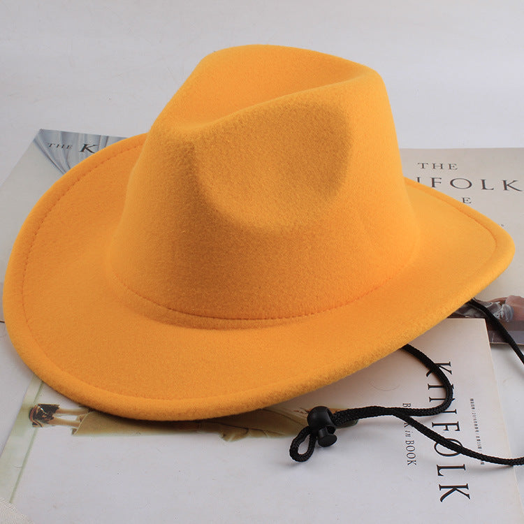 European And American Style Woolen Cowboy Hat Men's Lady Couple Ethnic Style Curling