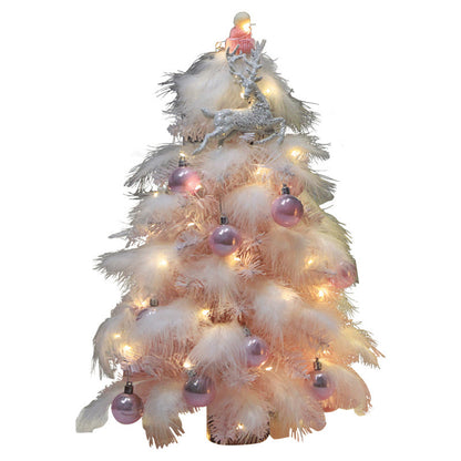 Pink Feather Desktop Christmas Tree Ornament