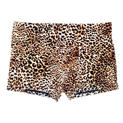 Men's Low Waist Leopard Print Elastic Boxer Briefs