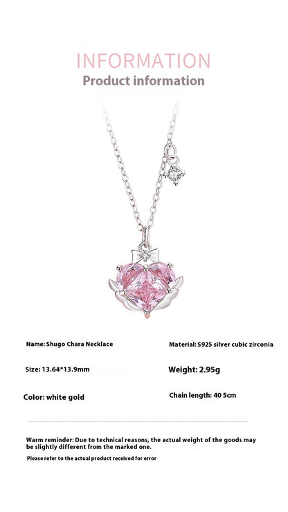 Sweet Girl Sterling Silver Zircon Clavicle Chain Necklace