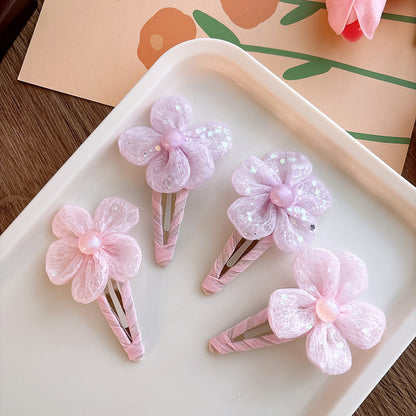 Sweet Snow Yarn Flower Children's Barrettes