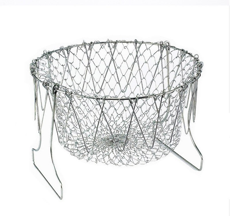 Stainless Steel Foldable Fry Basket Kitchen Tool
