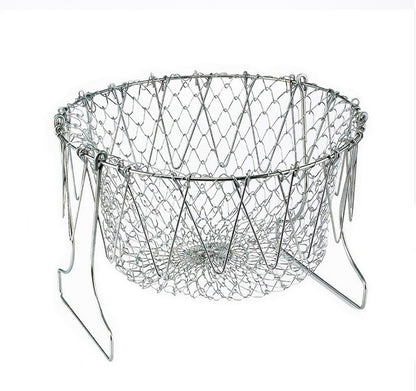 Stainless Steel Foldable Fry Basket Kitchen Tool