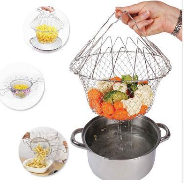 Stainless Steel Foldable Fry Basket Kitchen Tool