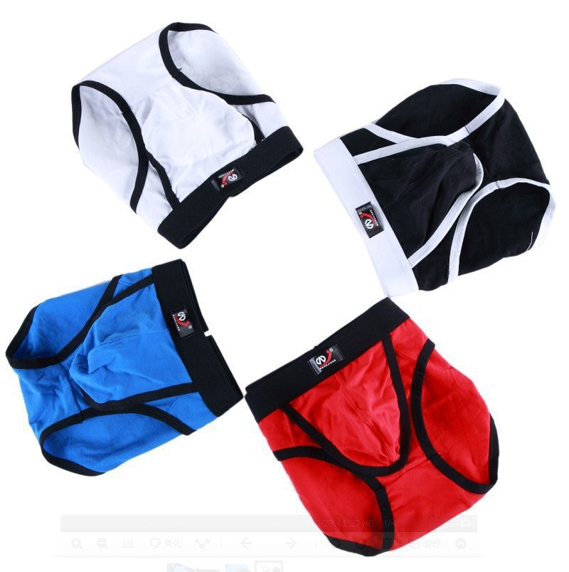 Men's Low Waist Cotton Solid Color Triangle Briefs