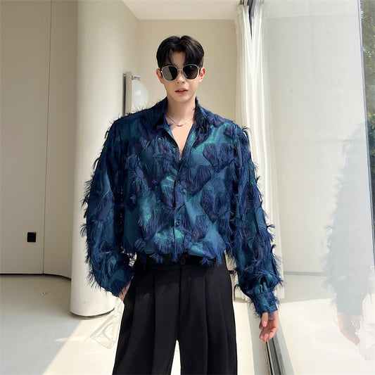 Heart-shaped Tassel Hollow-out Autumn Shirt