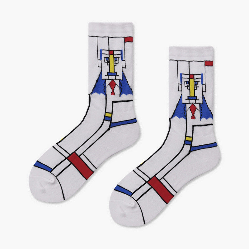 Creative Minimalist Printed Casual Mid Length Socks