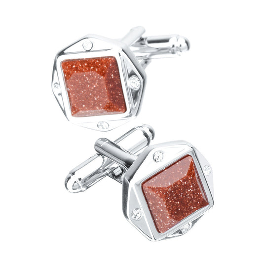Blue Sandstone Crystal Cufflinks