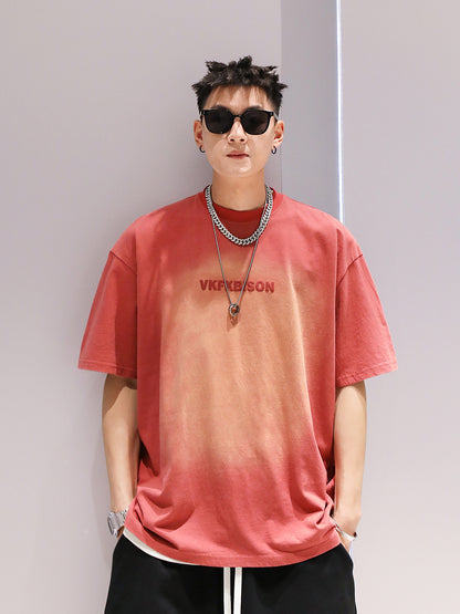 Gradient Washed Fashion Couple T-shirt