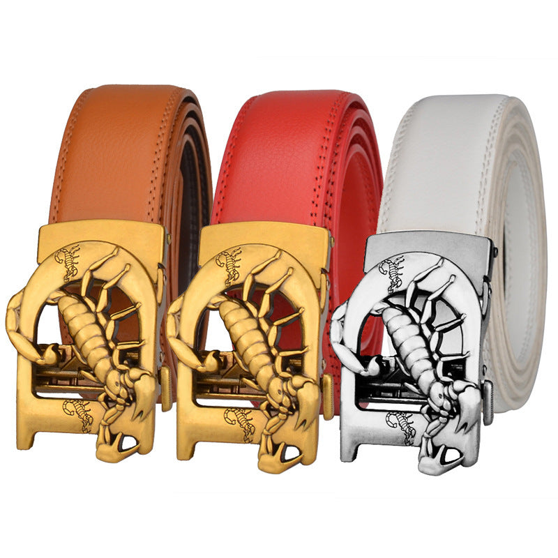 Men's Automatic Leather Bronze Belt