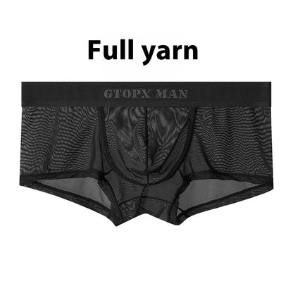 Personality Ice Silk U Convex Low Waist Thin Transparent Sexy Mesh Breathable Briefs