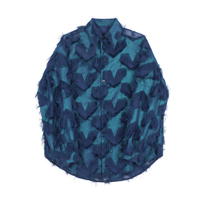 Heart-shaped Tassel Hollow-out Autumn Shirt