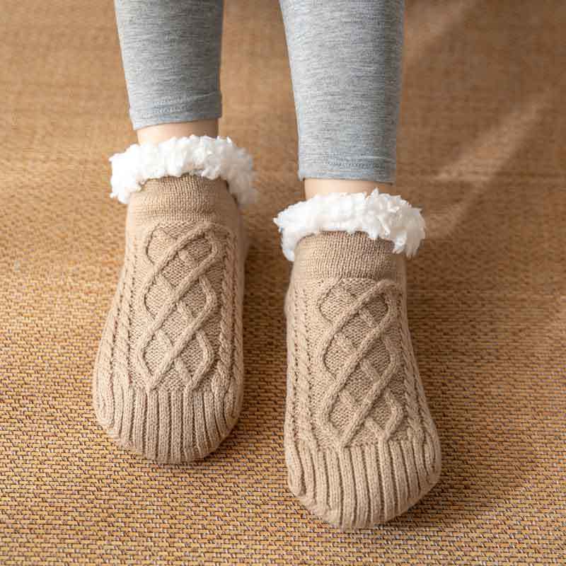 Winter Knitted Plush Socks, Non-slip, Women’s
