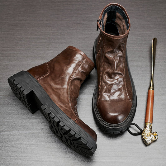 Short Men's High-top Platform Worker Boots