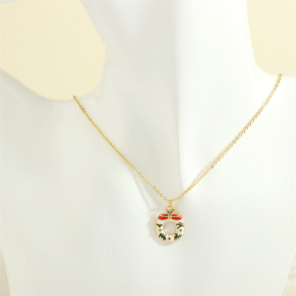 Christmas Necklace, Santa, Snowman, Rhinestones